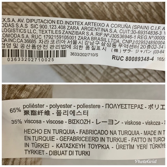 Zara Tan Ribbed Palm Leaf Semi Sheer High Low Top - Picture 8 of 8